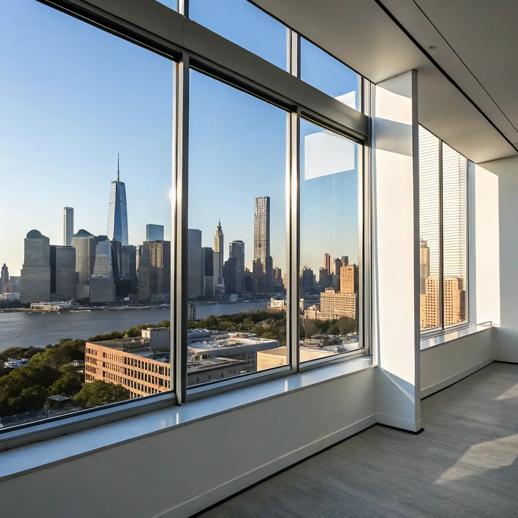 Modern office with custom glass partitions in New York City