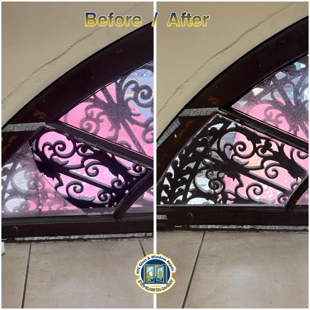 Door transom glass replacement after NYC