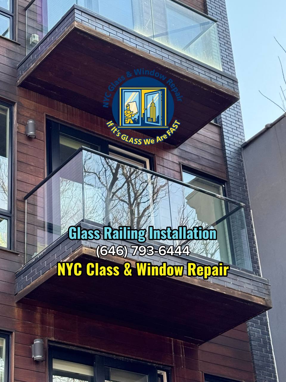 Interior glass staircase railing