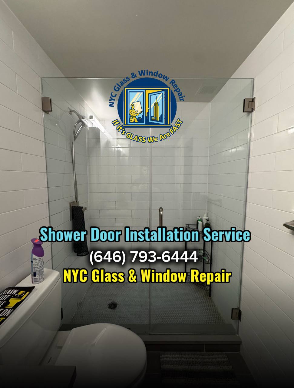 Corner shower glass enclosure installation Manhattan