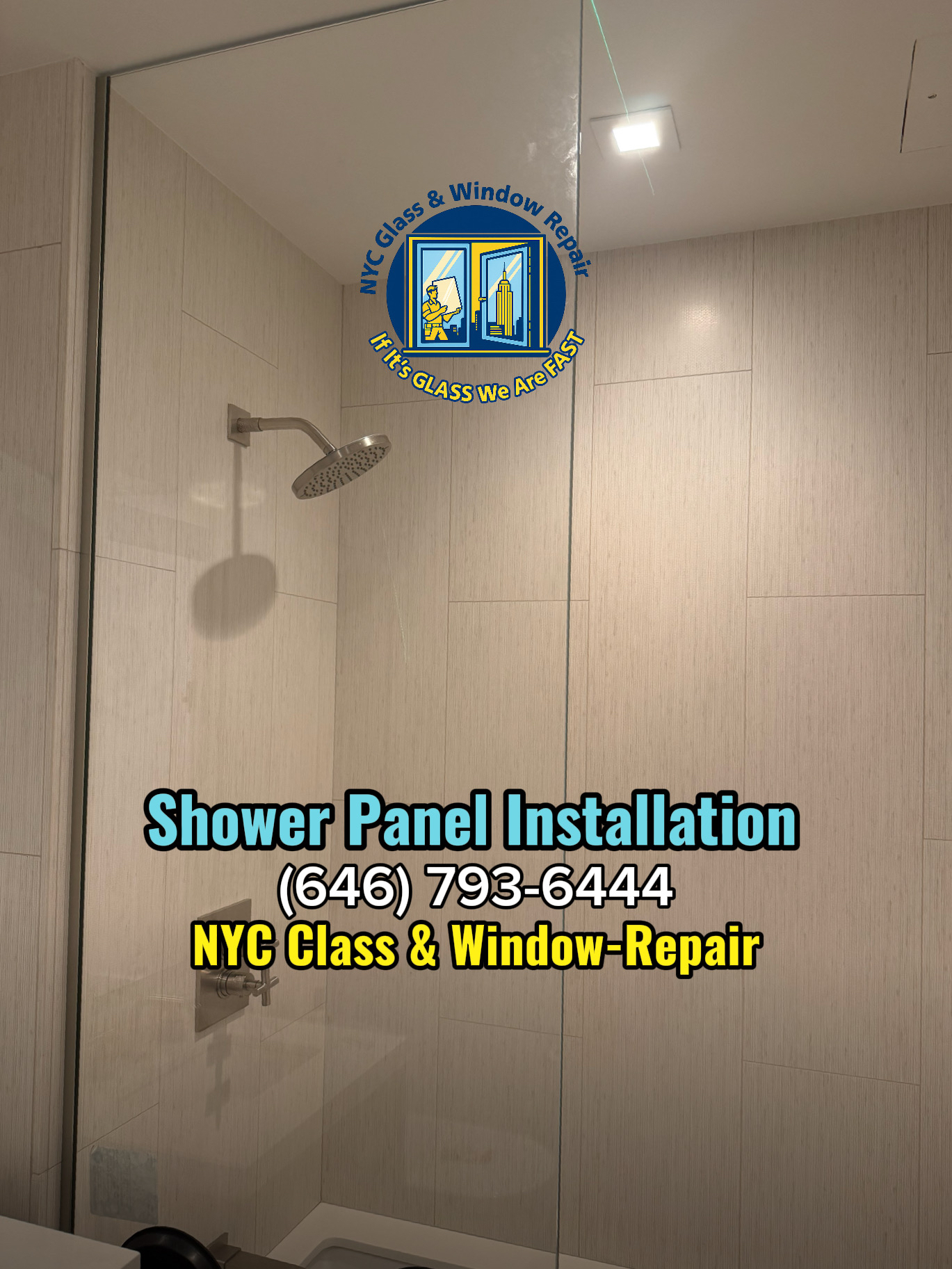 Corner shower glass enclosure installation Manhattan