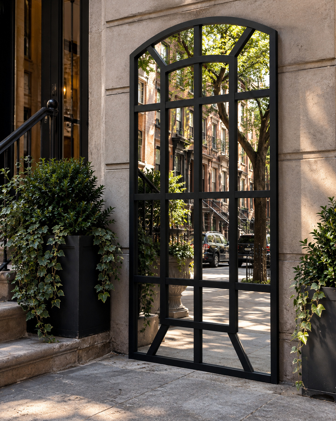 Brownstone Street View Reflection - The Mirror Atelier