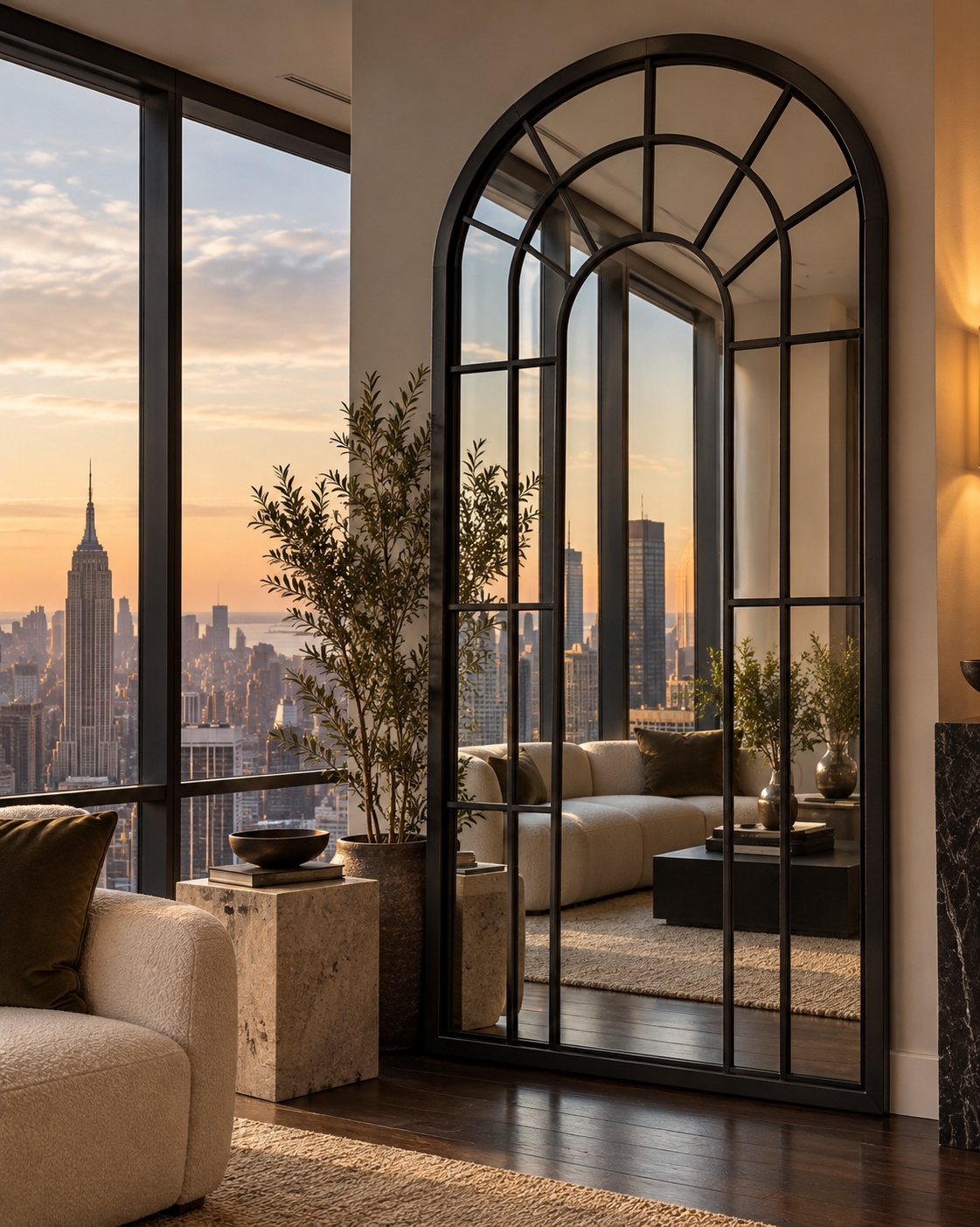 Golden Hour Skyline Mirror Reflection - The Mirror Atelier
