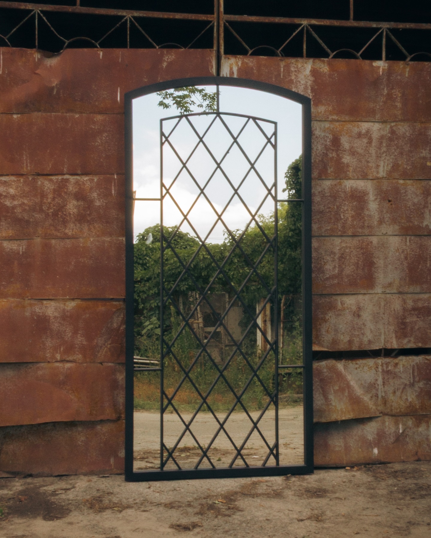 Custom steel framed vanity mirror design